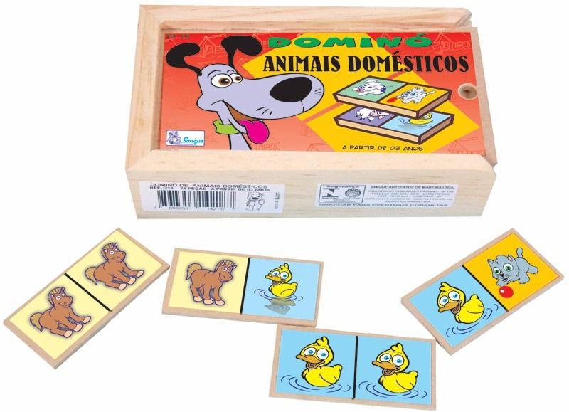 Imagem de Brinquedo Educativo Domino De Animais Madeira Simque