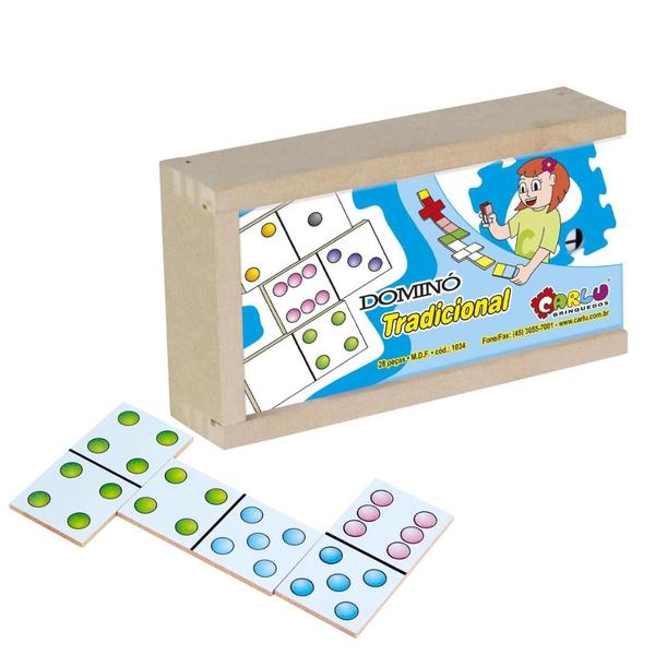 Imagem de Brinquedo Educativo Domino Tradicional Mdf 28 Peças