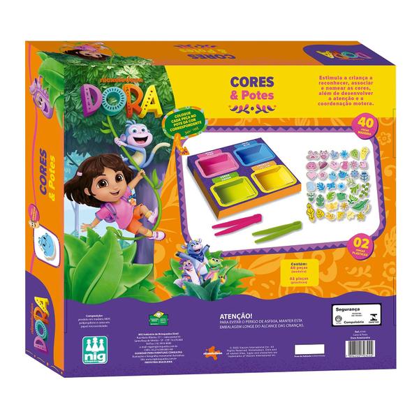 Brinquedo Educativo Dora Aventureira Cores & Potes Com 40 Peças E