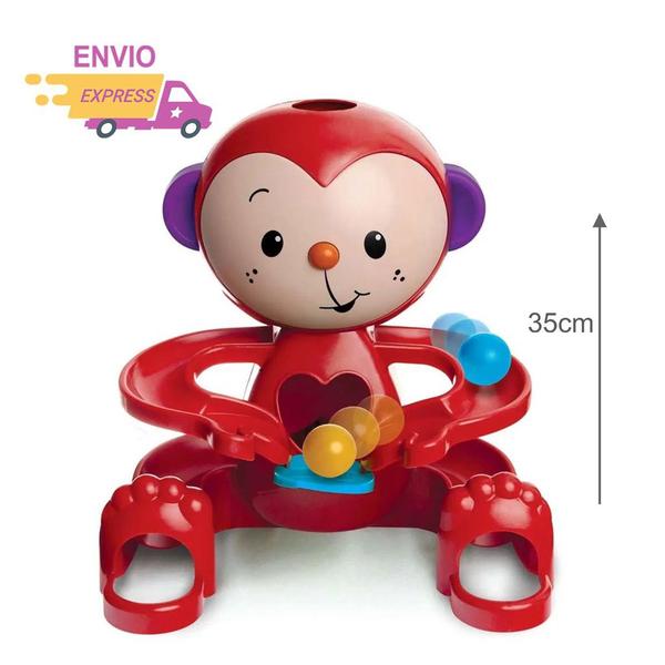 Imagem de Brinquedo Educativo e Pedagógico Macaco Zuquinha Escorrega Bolinha Boneco para Bebes Elka