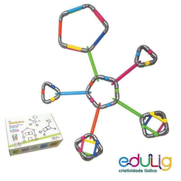 Imagem de Brinquedo Educativo Edulig Criativo Módulos - 26 módulos e 50 varetas - FVFKNJ7BB - Edulig