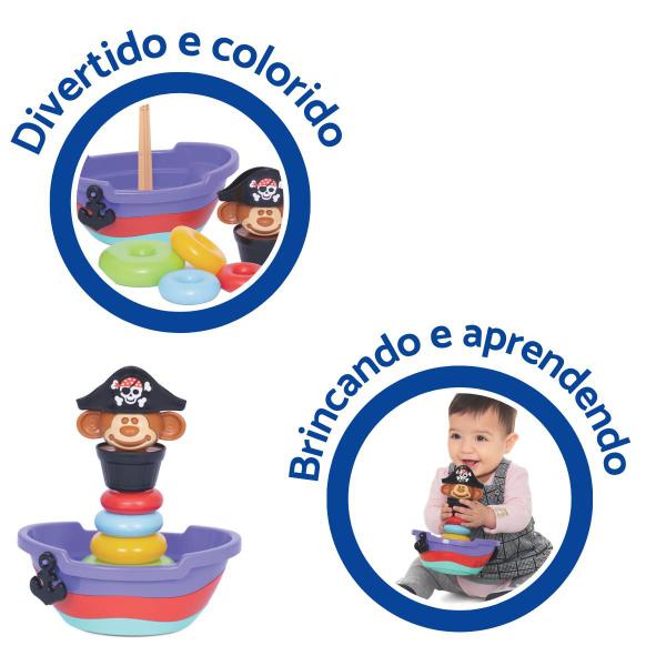 Imagem de Brinquedo Educativo Empilha Baby Pirata Bebê Didatico Presente Menino Menina Pedagógico