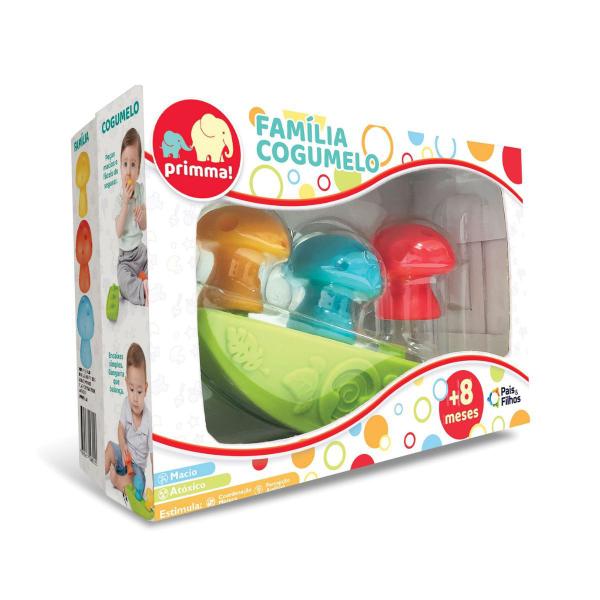 Imagem de Brinquedo educativo familia cogumelo macio estimula coordenaçao motora