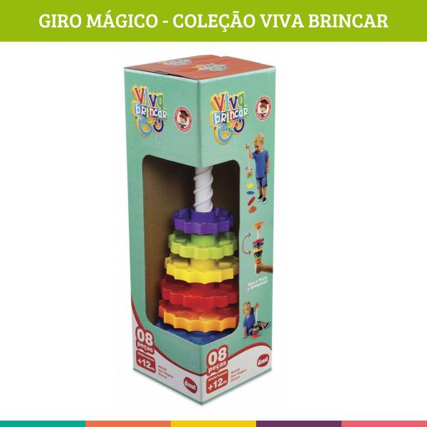 Imagem de Brinquedo Educativo Giro Mágico Com 8 Peças Coloridas Dismat