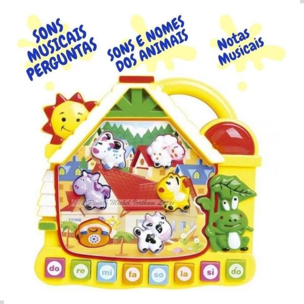 Imagem de Brinquedo Educativo Infantil Bebe Tecladinho Atividades Portugues Ingles Sons Animais Musicas