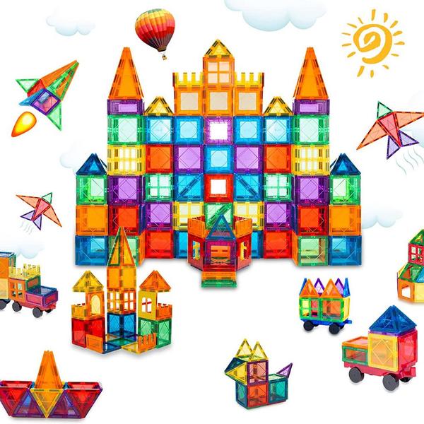 Brinquedo Educativo Infantil Bloco de Montar Magnético 65 ou 130 Peças Coloridas com Bolsa de Armazenamento - Brastoy Imagem de Brinquedo Educativo Infantil Bloco de Montar Magnético 65 ou 130 Peças Coloridas com Bolsa de Armazenamento