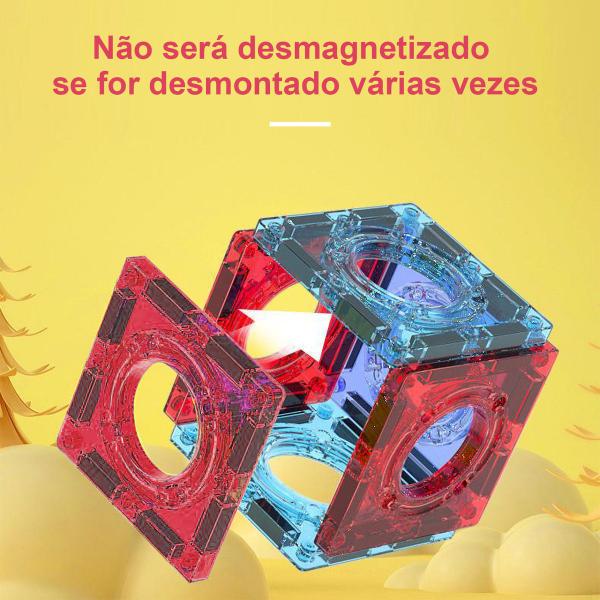 Imagem de Brinquedo Educativo Infantil Bloco de Montar Magnético Com Túnel e Roda Gigante A Pilha 118 Peças Interativas