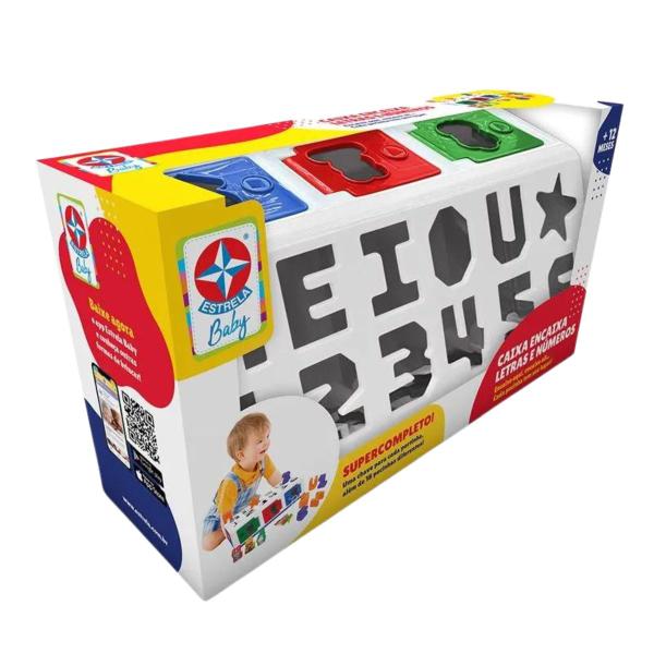 Imagem de Brinquedo Educativo Infantil Caixa Encaixa Letras e Números