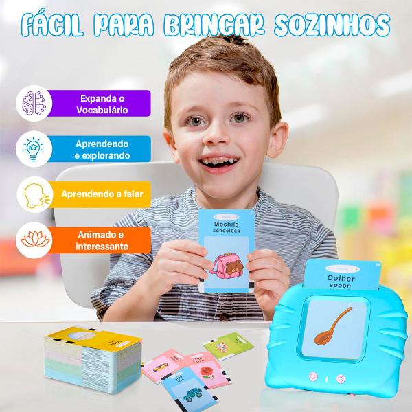 Imagem de Brinquedo Educativo Infantil Cardkids 224 Palavras Aprender Inglês Português Fala Card Cartão Alfabetização