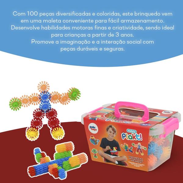 Imagem de Brinquedo Educativo Infantil Maleta Plakt 100 Pçs Coloridas