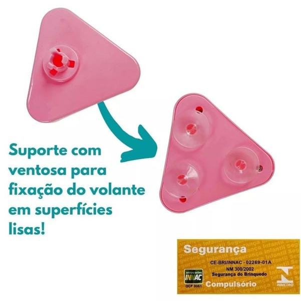 Imagem de Brinquedo Educativo Infantil Musical Volante Interativo Com Sons e Luzes Rosa ENVIO RÁPIDO