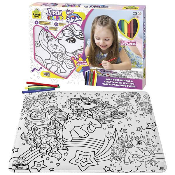 Imagem de Brinquedo Educativo Infantil Tapete Unicornio Para Pintar e Colorir 0921 - Samba Toys