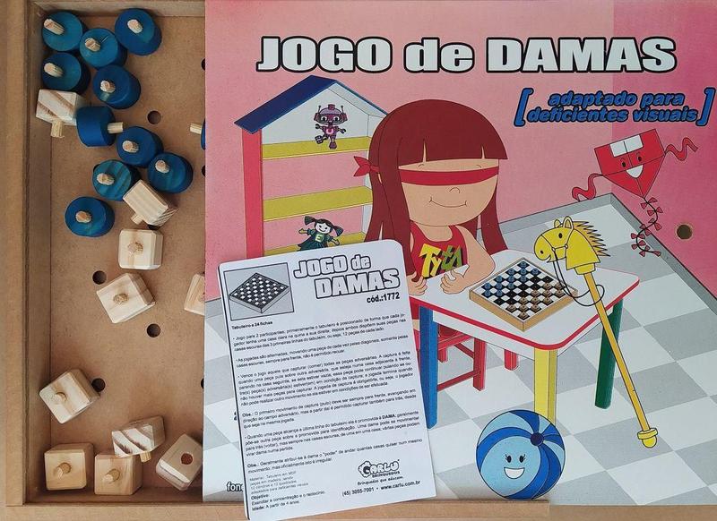 Imagem de Brinquedo Educativo Jogo De Damas Adaptado Estojo Em Mdf