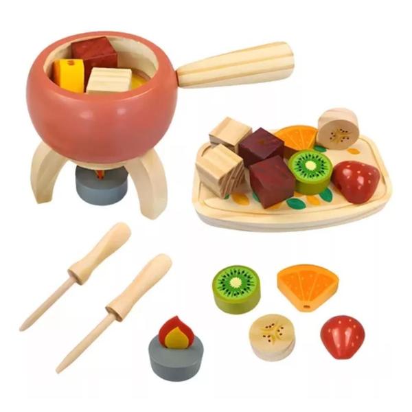 Imagem de Brinquedo Educativo Kit Fondue De Madeira Comidinhas New Art