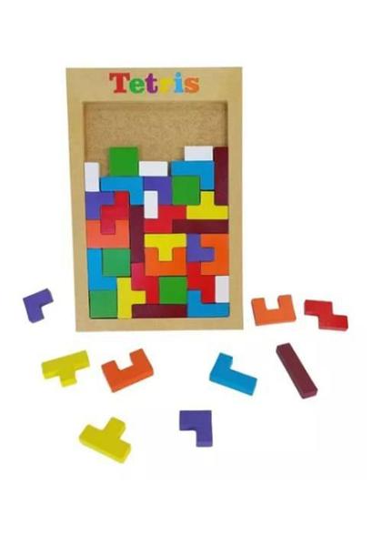 Imagem de Brinquedo Educativo Madeira Quebra Cabeça Tetris Criança