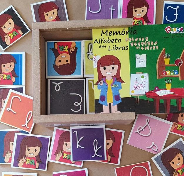 Imagem de Brinquedo Educativo Memoria Alfabeto Em Libras Em Mdf Carlu