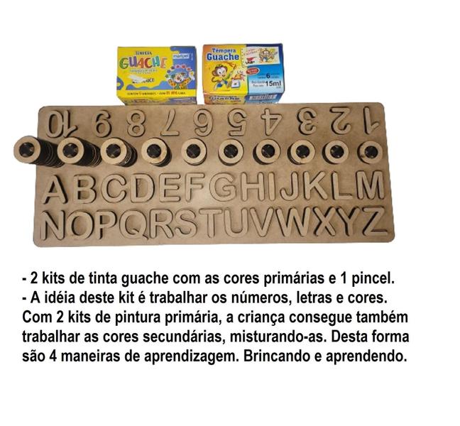 Imagem de Brinquedo Educativo Montessori Alfabeto Com Kit De Pintura