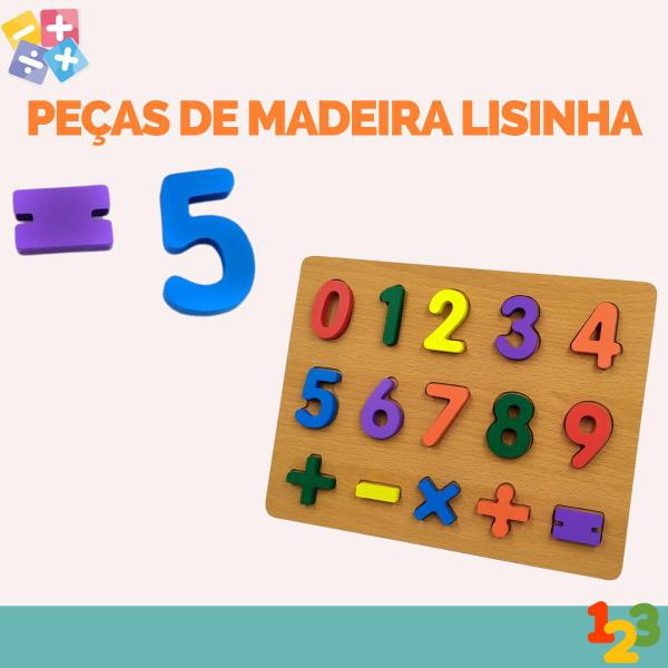 Imagem de Brinquedo Educativo Quebra Cabeça Encaixe Numérico Números Matemática 15pçs Pedagógico Didático TDAH Autismo Autista