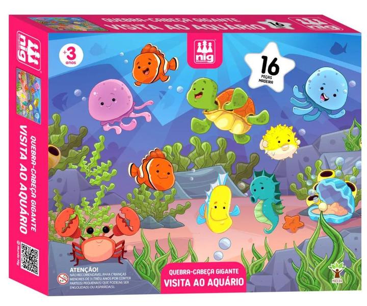 Brinquedo Educativo Quebra Cabeça Gigante de Madeira Infantil Educativo Aquário 16 peças Nig Imagem de Brinquedo Educativo Quebra Cabeça Gigante de Madeira Infantil Educativo Aquário 16 peças Nig