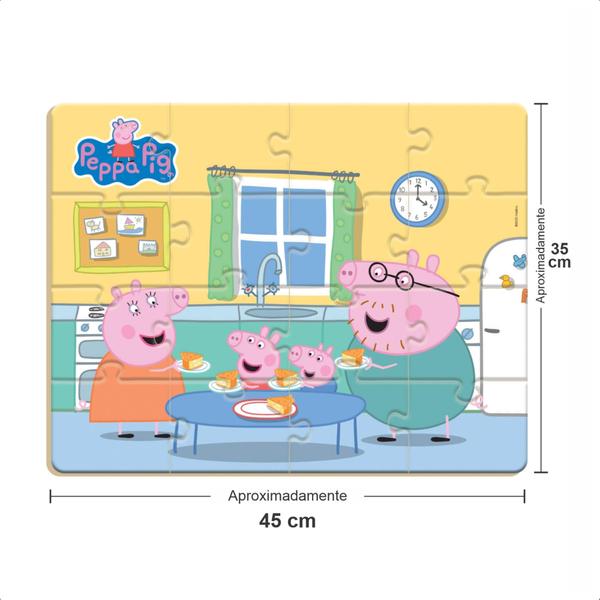 Imagem de Brinquedo Educativo Quebra-Cabeça Gigante Peppa Pig 45x35 Madeira Jogo Infantil - Nig 0528