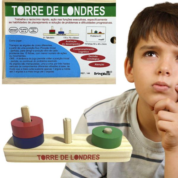 Imagem de Brinquedo Educativo Raciocinio Torre de Londres Madeira Inf