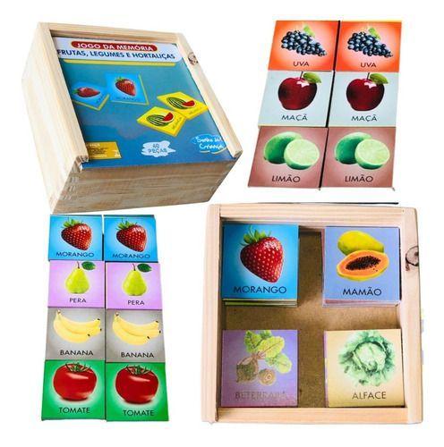 Imagem de Brinquedo Educativos Kit 4 Jogos Da Memória Infantil Madeira