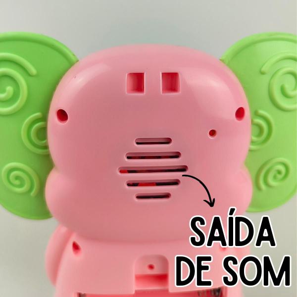 Imagem de Brinquedo Elefante musical didático educativo som luz Rosa