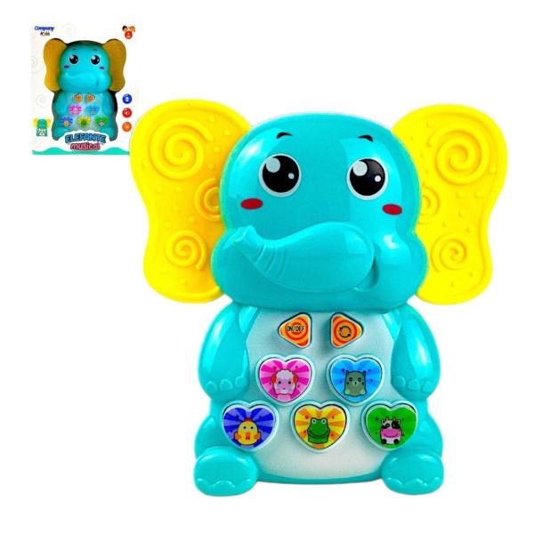 Imagem de Brinquedo Elefante Musical Didático Educativo Som Luz Verde