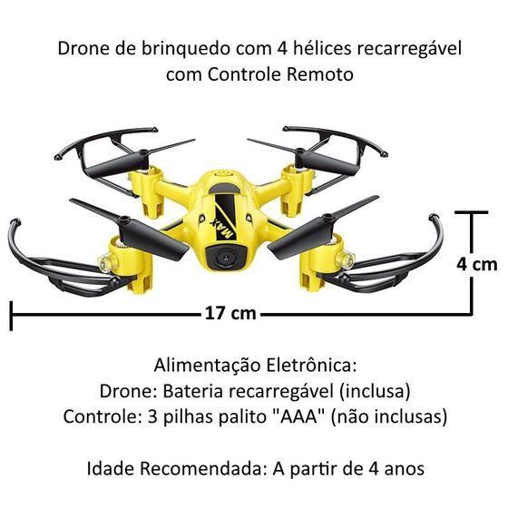 Imagem de Brinquedo Eletrônico Drone Recarregável Com Controle Remoto 2.4 GHz Voa