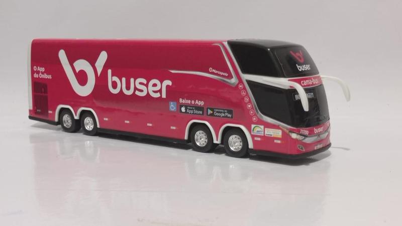 Imagem de Brinquedo Em Miniatura Ônibus Buser Pink 2 Andares 1/43