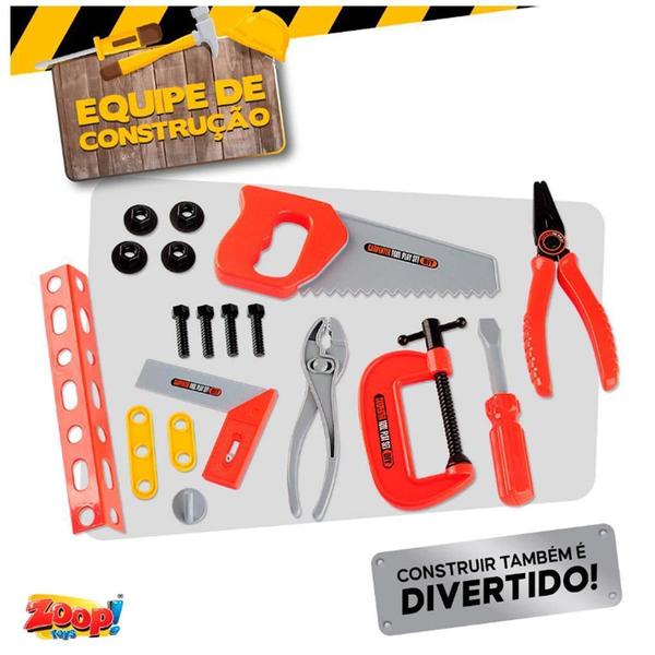 Brinquedo Equipe Construção Ferramentas 18 Peças S/ Caixa - Zoop Toys Imagem de Brinquedo Equipe Construção Ferramentas 18 Peças S/ Caixa