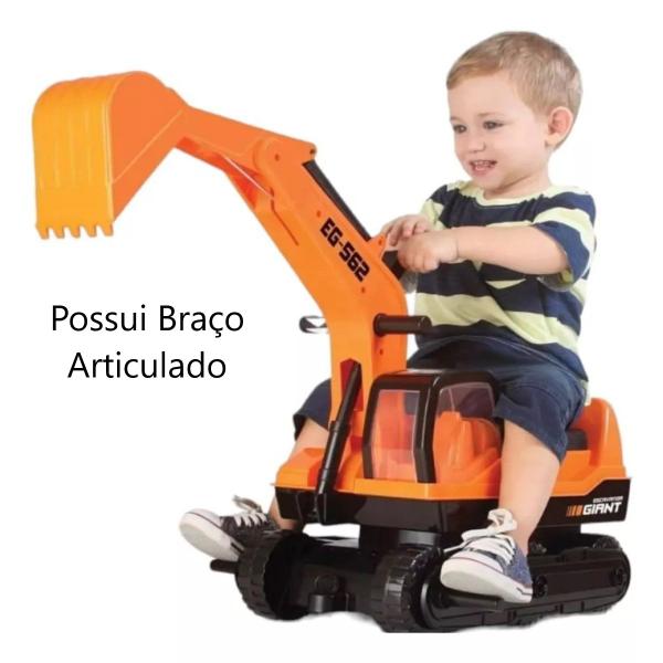 Imagem de Brinquedo Escavadeira Giant Criança Trator Empurra Laranja