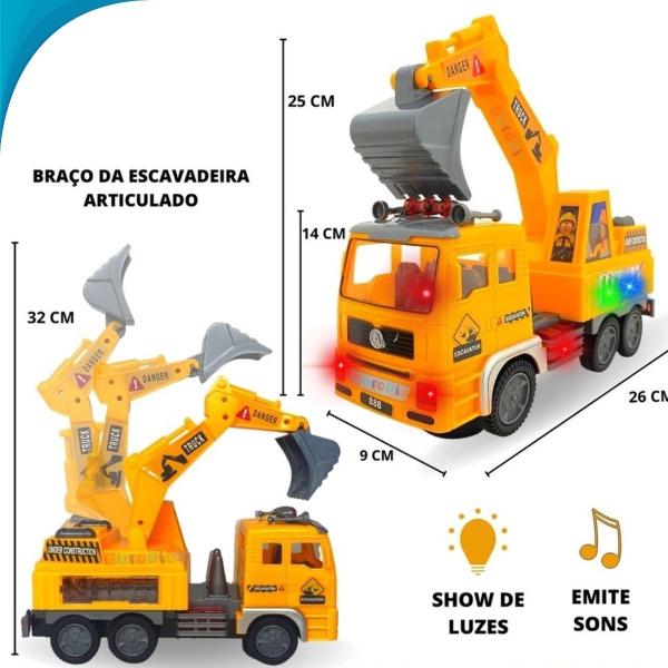 Imagem de Brinquedo Escavadeira Infantil Com Som E Luzes Para Aprender Brincando Garantido