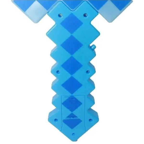 Imagem de Brinquedo Espada Pixel 58Cm Diamante Com Som E Luz À Pilha - Azul