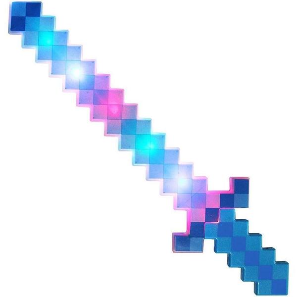 Imagem de Brinquedo Espada Pixel 58Cm Diamante Com Som E Luz À Pilha - Azul