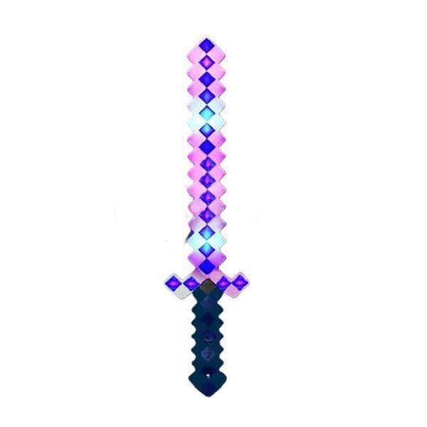 Imagem de Brinquedo Espada Pixel 58Cm Diamante Com Som E Luz À Pilha - Azul