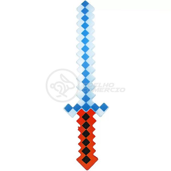 Imagem de Brinquedo Espada Pixel 58cm Diamante com Som e Luz à Pilha - Vermelho