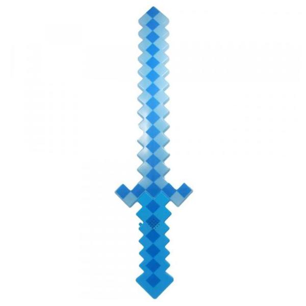 Imagem de Brinquedo Espada Pixel Minecraft 58Cm Som E Luz - Azul Nº21