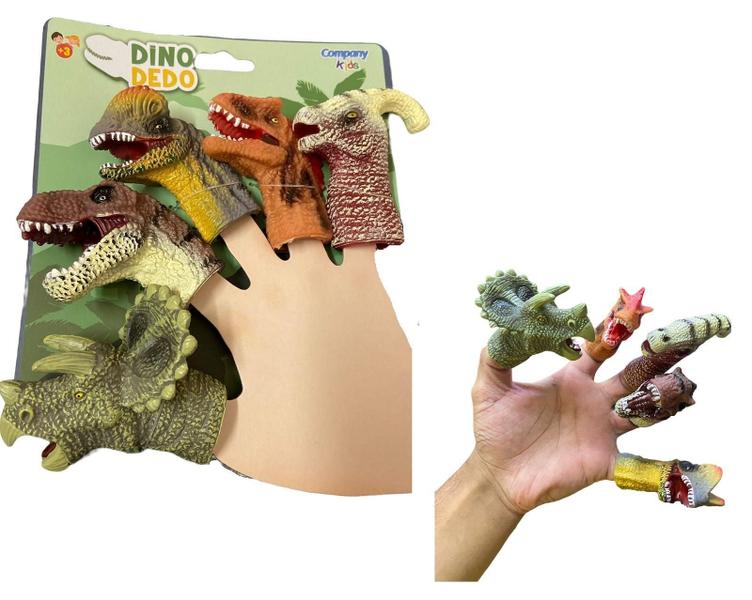 Imagem de Brinquedo Fantoche De Dedos Dinossauros Infantil 5 Unidades