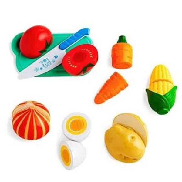 Imagem de Brinquedo Faz de Conta Legumes Crec Crec Creative Fun Mini Feirinha Divertida 6 legumes com Fita Colante que Gruda - Multikids