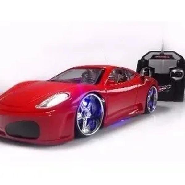 Imagem de Brinquedo Ferrari com Controle Remoto Led nas Rodas e Neon - Vermelho