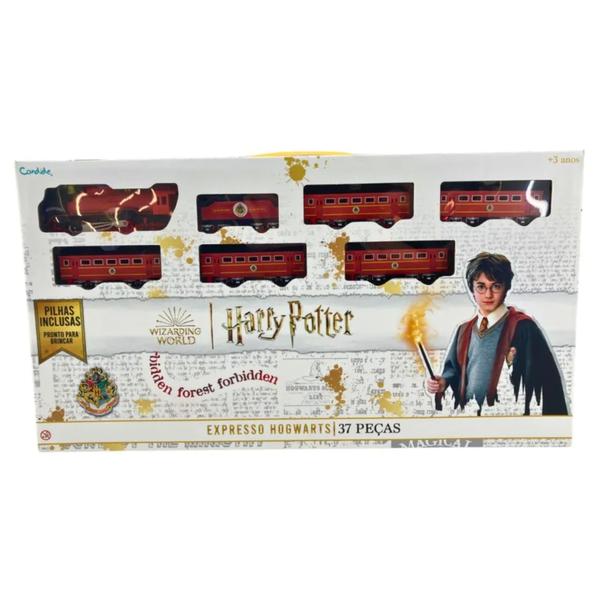 Imagem de Brinquedo Ferrovia Mágica do Harry Potter - Expresso de Hogwarts - 37 Peças - Candide 37002