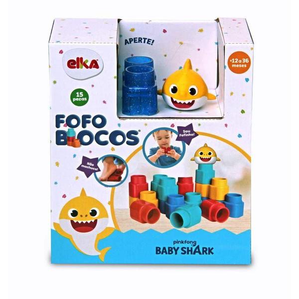 Imagem de Brinquedo Fofo Blocos 15 Peças Baby Shark Elka