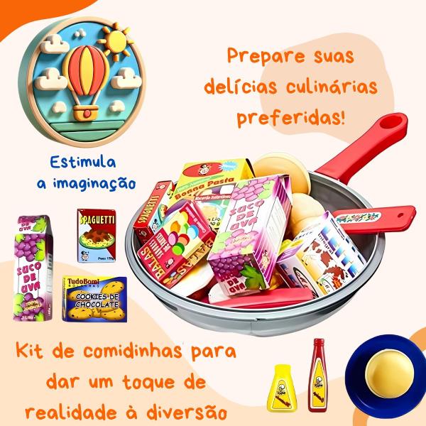 Imagem de Brinquedo Frigideira C/ Comidinhas Alimentos 30 Pçs Frutas