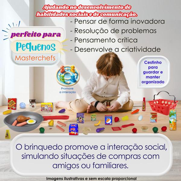 Imagem de Brinquedo Frigideira C/ Comidinhas Alimentos 30 Pçs Frutas