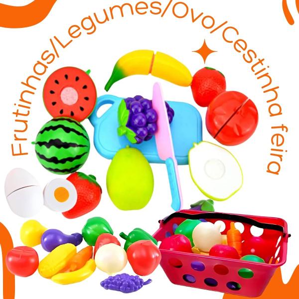 Imagem de Brinquedo Frutas Legumes Crec Cortar 23 Pcs Comidinhas Velkr