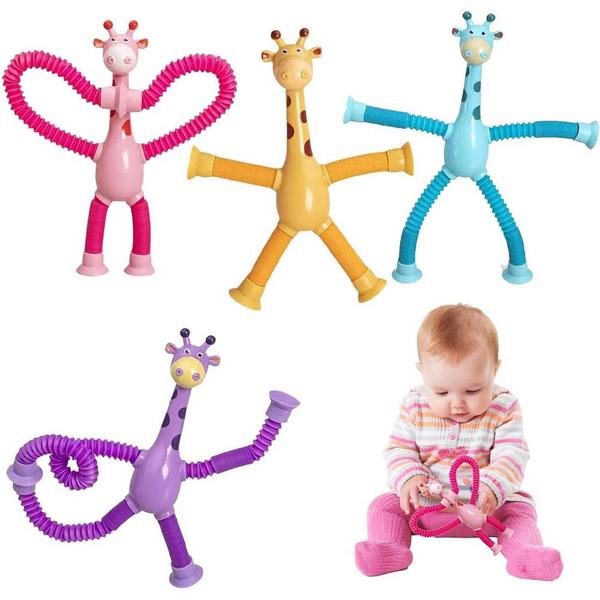 Imagem de Brinquedo Girafa Estica Puxa e Gruda Anti Estresse 3 Unidades