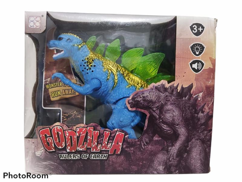 Imagem de Brinquedo Godzilla Dinossauro Com Luz Som Movimento Azul