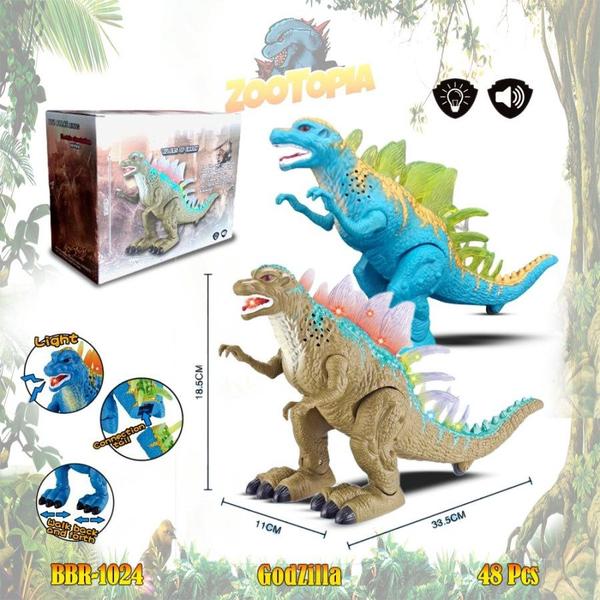 Imagem de Brinquedo Godzilla Dinossauro Com Luz Som Movimento Marron