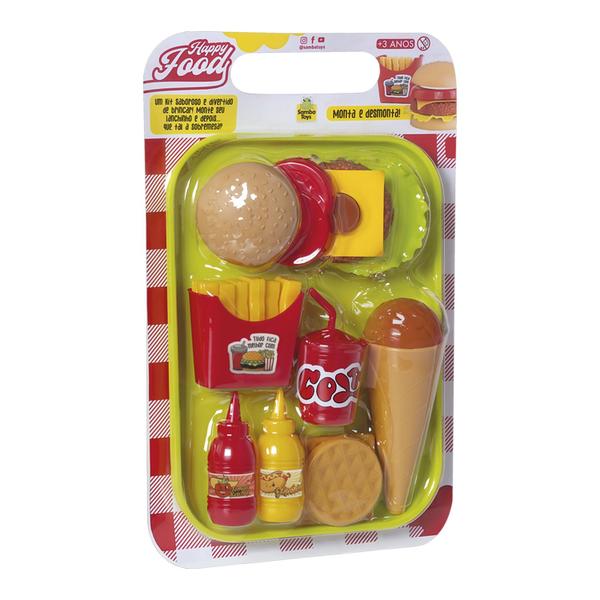 Imagem de Brinquedo Hamburguer Lanche Fast Food Happy Food Bandeja 0526 - Samba Toys